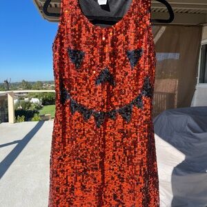 Halloween Pumpkin Sequence Dress